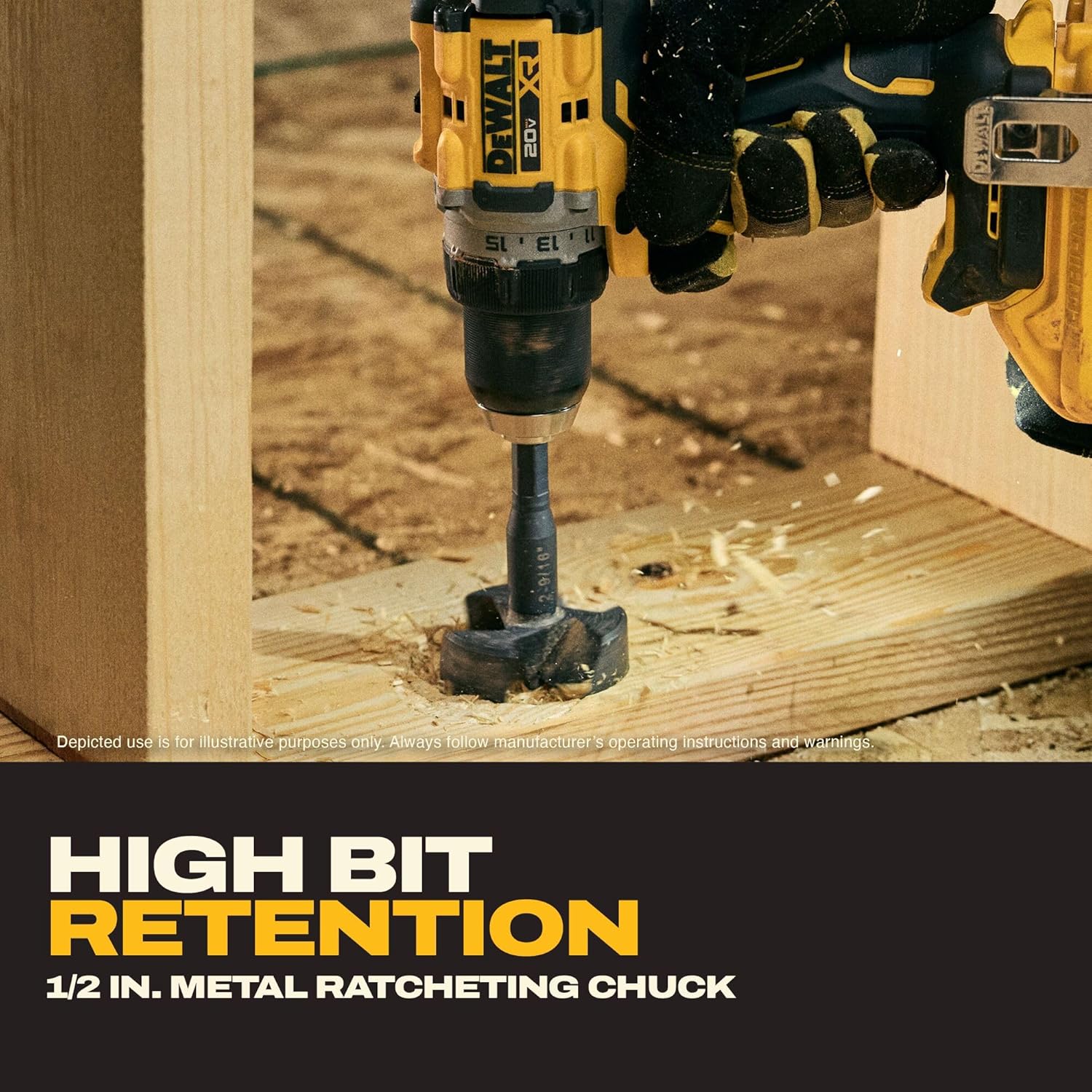 DEWALT Drill Set 20V MAX XR, 1/2 in. Brushless Cordless Drill Driver Kit With 5AH POWERSTACK Battery and Charger, LED Light, Dual Speed (DCD801H1)