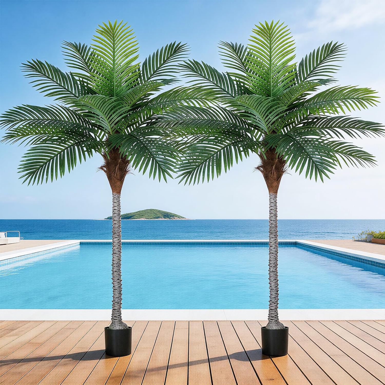 VIVATREES 7FT Artificial Palm Tree 2 Pack, Golden Cane Faux Palm for Indoor Outdoor Use, Fake Palm Tree for Home Office Living Room Patio Yard Decor