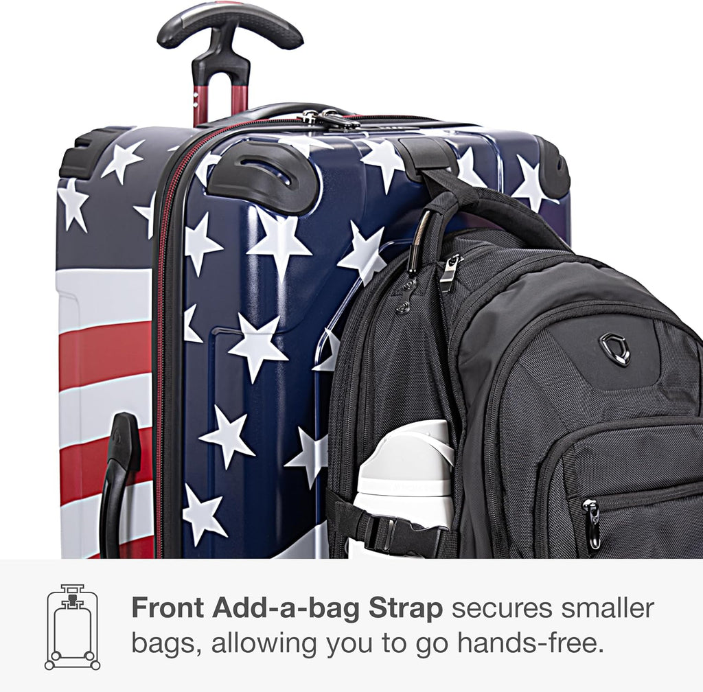 Traveler's Choice Maxporter II Polycarbonate Hardside Trunk with Spinner Wheels, American Flag, 31-Inch Large Trunk