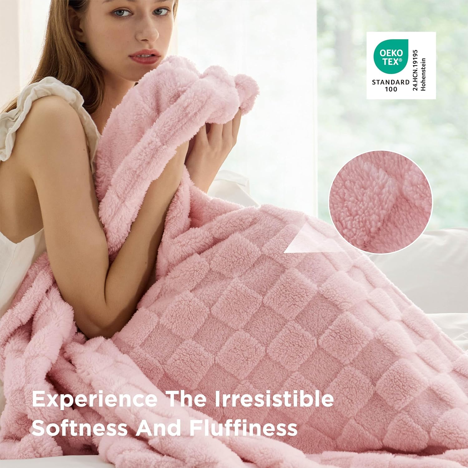 Bedsure GentleSoft Pink Throw Blanket for Couch - Checkered Fleece Blankets, Cute Soft Cozy Throw for Bedroom Home Decor Gifts for Kids Girls, 50x60 Inches