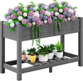 SERWALL Raised Garden Bed with Legs, 43"×17"×30" Large HDPE Elevated Planter Box for Vegetables Flower Herb Patio, All Weather Use- Gray