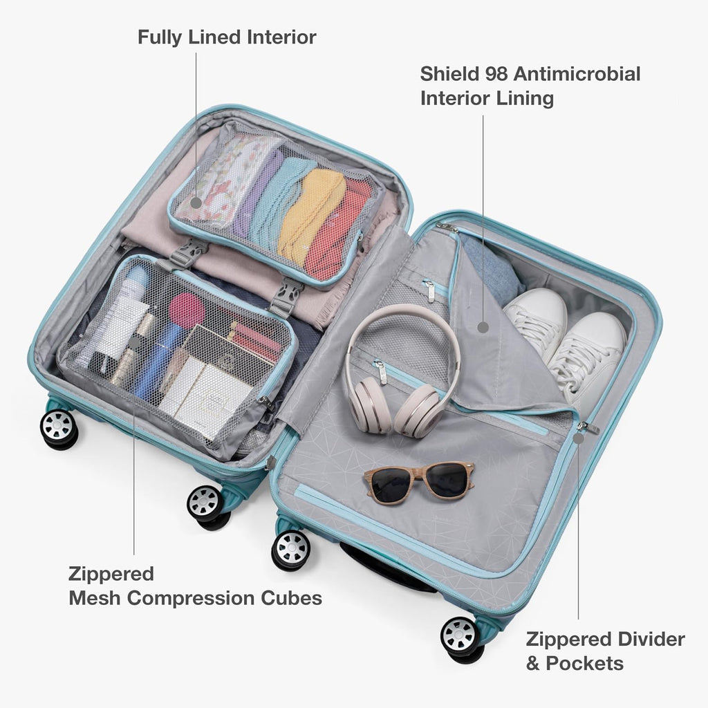 Traveler's Choice Pagosa Hardshell Expandable Luggage with Spinner Wheels, Baby Blue, 2-Piece Set (22/27)