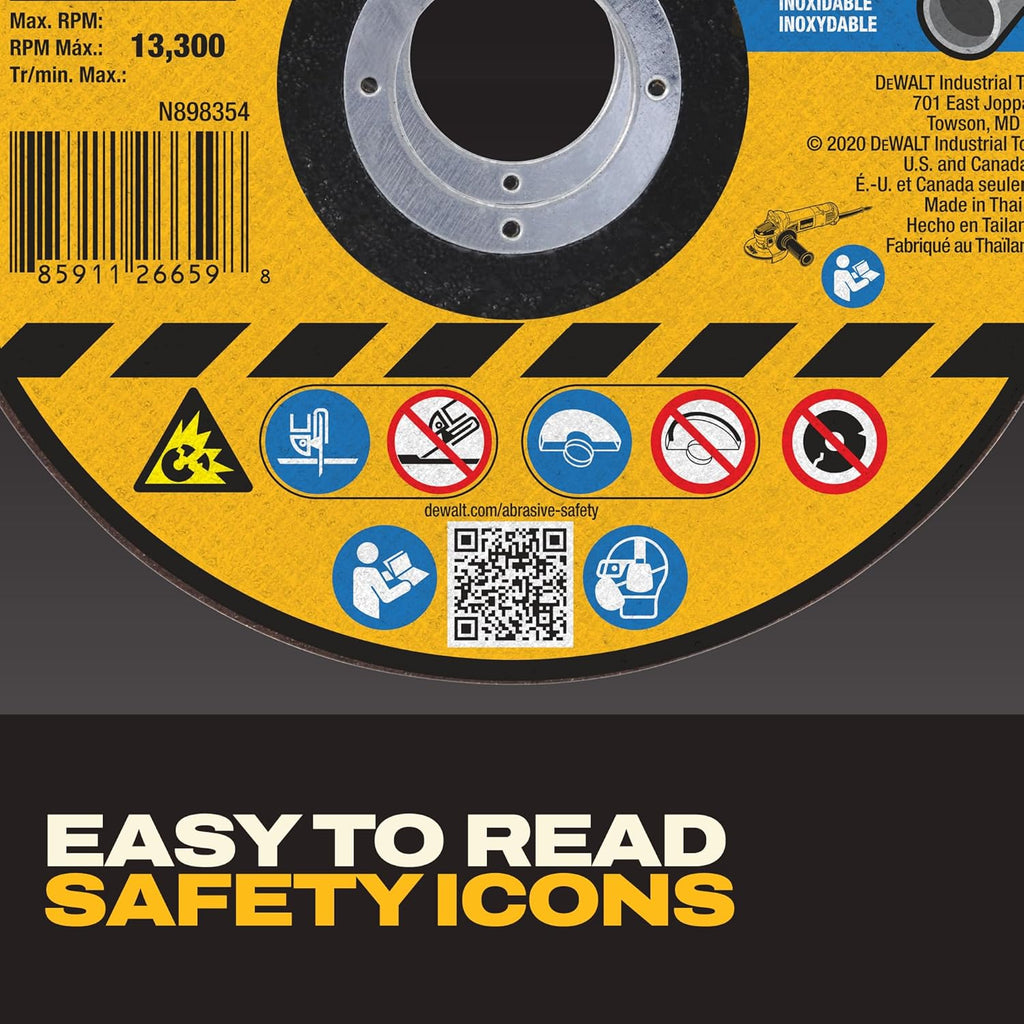 DEWALT 4-1/2 In x .045 in Aluminum Oxide Bonded Abrasive Cut Off Blade with 7/8 in Arbor, 15 Pack General Purpose Cutting Wheels (DWA8051B15)