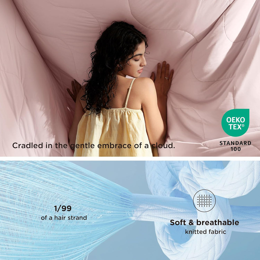 Bedsure Cooling Blankets for Hot Sleepers - Cooling Comforter, Cold Summer Blanket Queen Size for Bed, Ice Breathable and Lightweight Gift for Night Sweats, Pink, 90x90 Inches