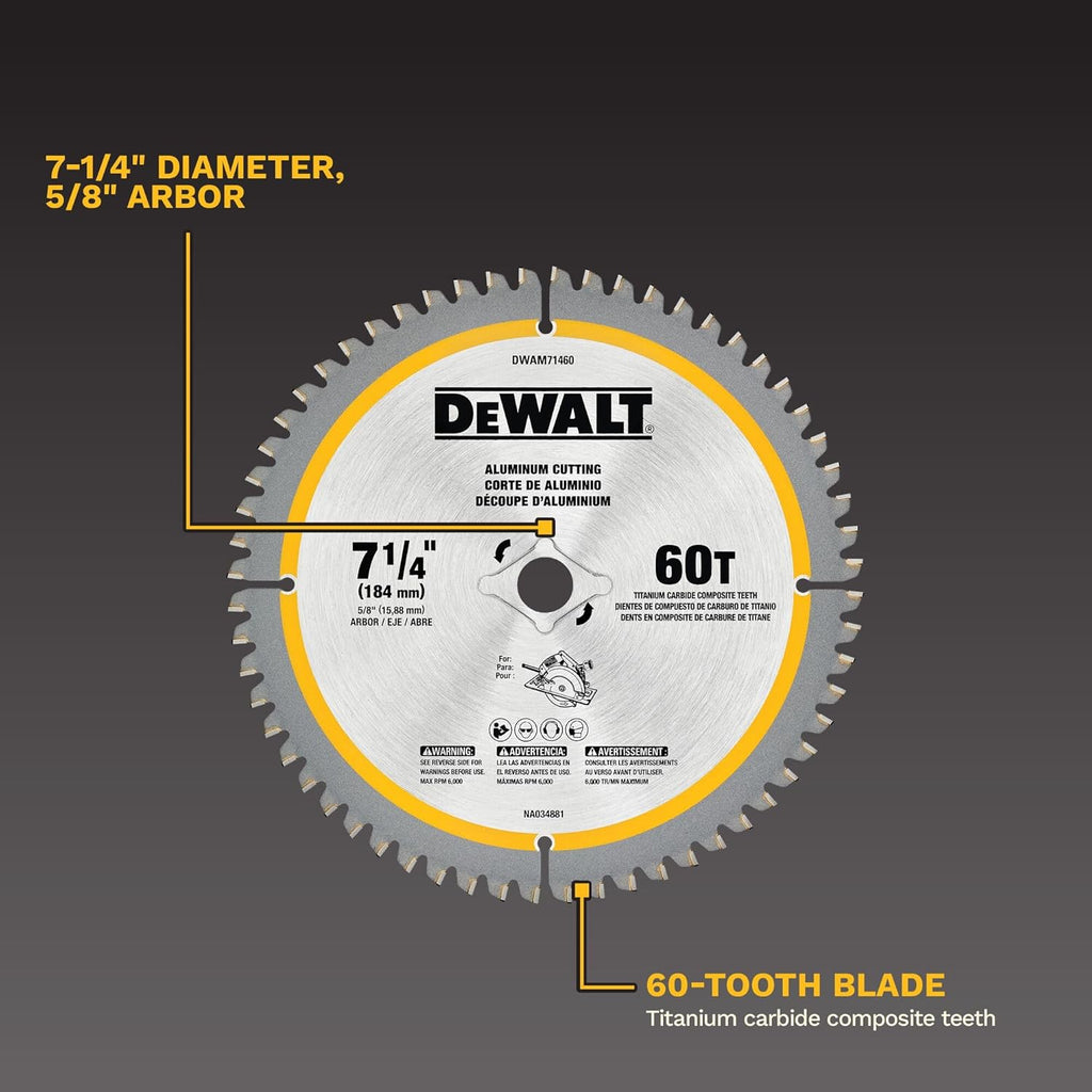 DEWALT 7-1/4In 60T Aluminum Saw Blade (DWAM71460)