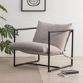 Zinus Aidan Sling Accent Chair, Metal Framed Armchair with Shredded Foam Cushioning, Oatmeal