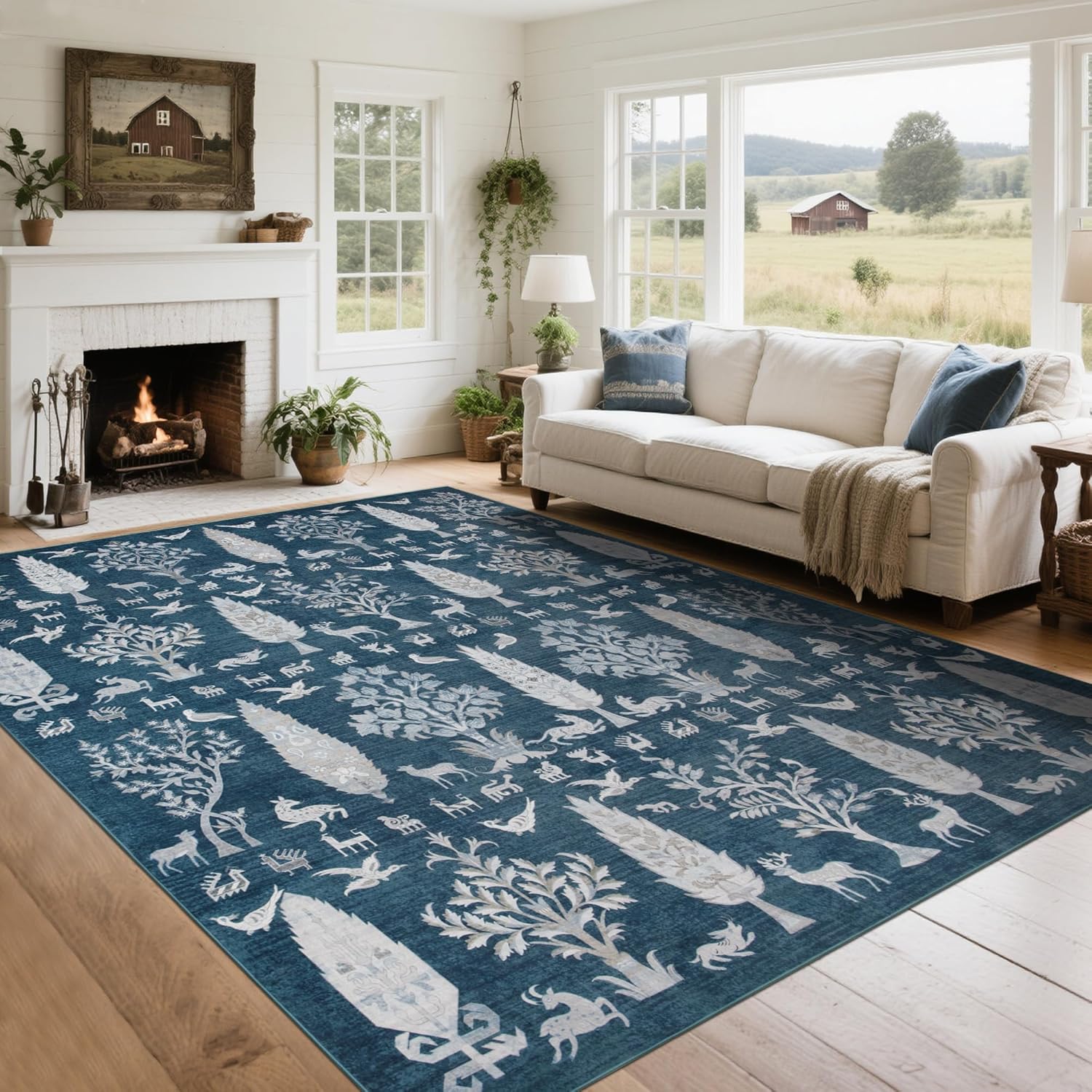 Srugn Washable Rugs 5x7 Area Rugs for Living Room,Bedroom,Dining Room- Ultra Soft Faux Wool Nursery Rug for Baby Girl,Neutral Light Pink Low Pile Vintage Carpets for Dorm Kids Playroom,Non Slip