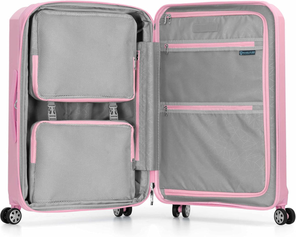 Traveler's Choice Pagosa Hardshell Expandable Luggage with Spinner Wheels, Pink, 27-Inch Medium