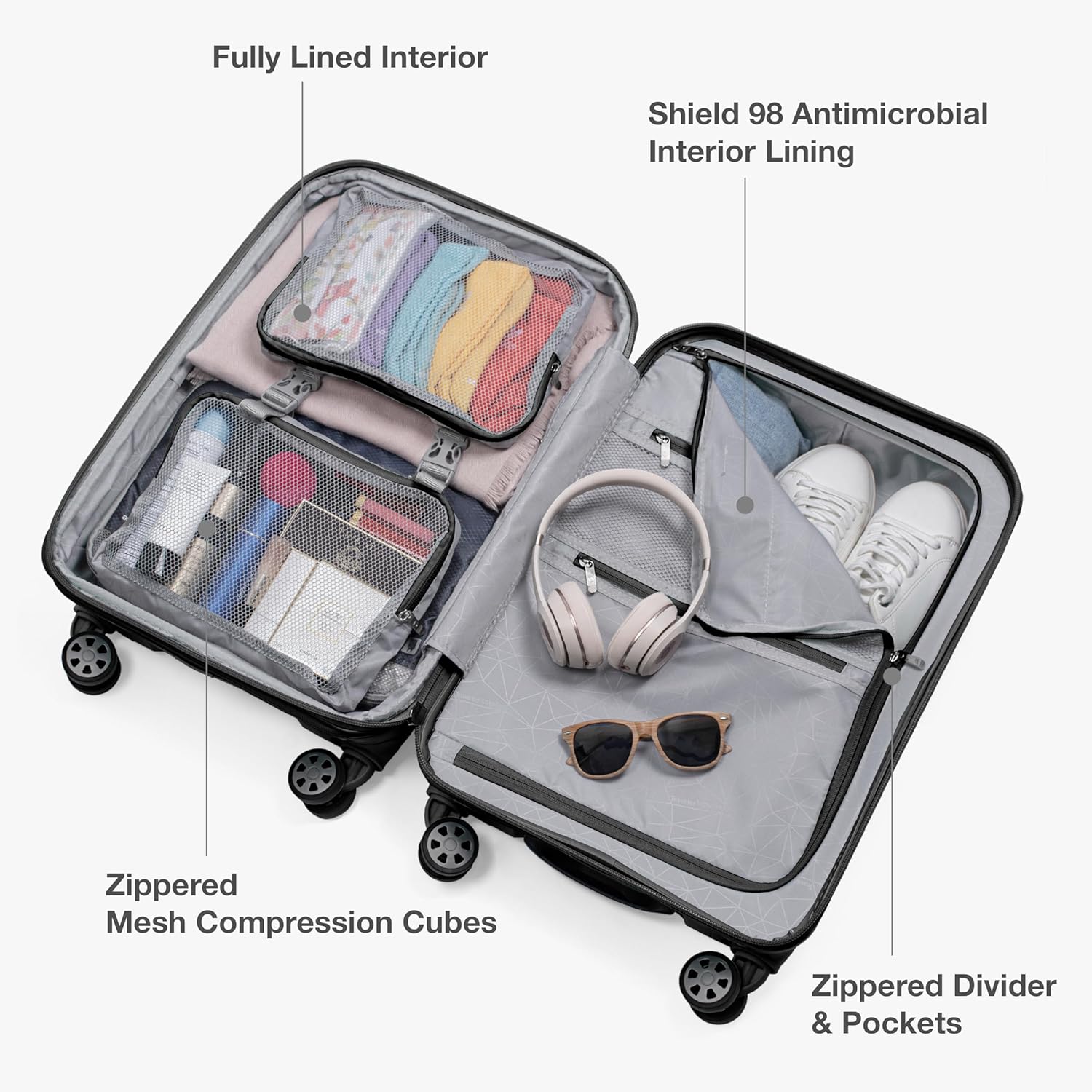Traveler's Choice Pagosa Hardshell Expandable Luggage with Spinner Wheels, Black, 27-Inch Medium