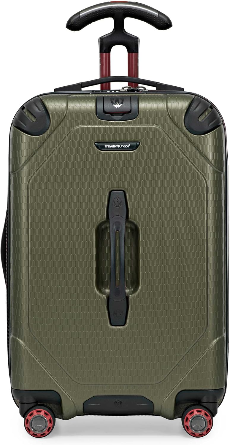 Traveler's Choice Maxporter II Polycarbonate Hardside Trunk with Spinner Wheels, Green, 22-Inch Carry-on Luggage