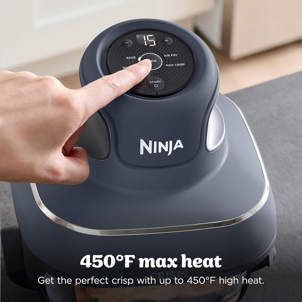 Ninja Crispi 4 in 1 Glass Air Fryer, 450°F, Non Toxic, 4QT and 6 Cup Containers with Lids, Dishwasher Safe, Cyberspace Gray, 1 Count, FN101GY