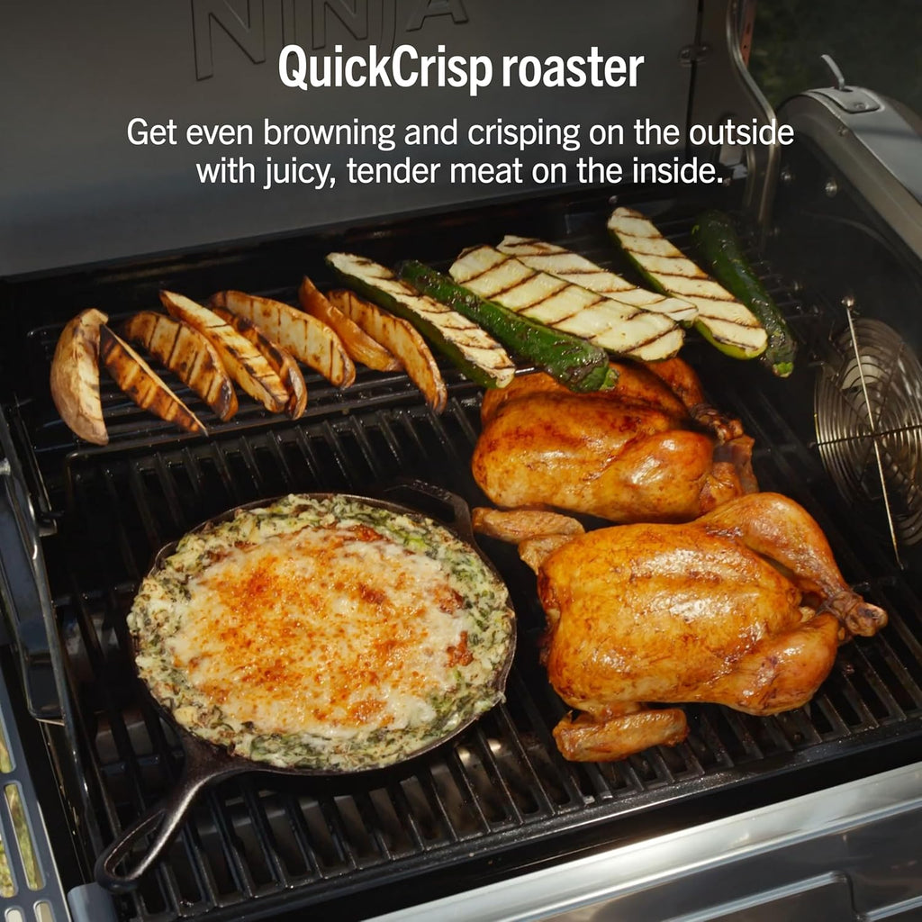 Ninja FlexFlame, Grill and Smoker, Electric and Propane Grill, Roaster, BBQ Grill, 5-in-1 Cooking System, 3 Burner, Digital Control, Outdoor Cooking, Griddle, Pizza Maker, Stainless Steel, PG301