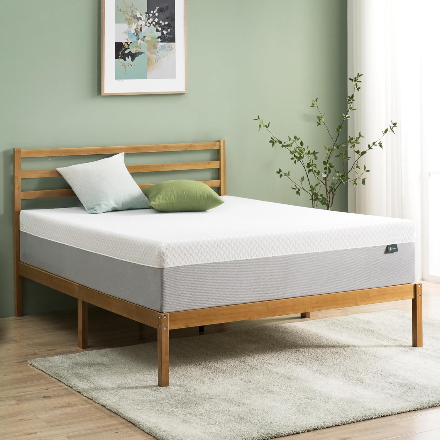 Zinus 10 Inch Green Tea Essential Memory Foam Mattress [New Version], Queen, Fiberglass Free, Medium Feel, Breathable Airflow Memory Foam, Certified Safe Foams & Fabric, Mattress in A Box
