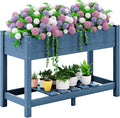 SERWALL Raised Garden Bed with Legs, 43"×17"×30" Large HDPE Elevated Planter Box for Vegetables Flower Herb Patio, All Weather Use- Blue
