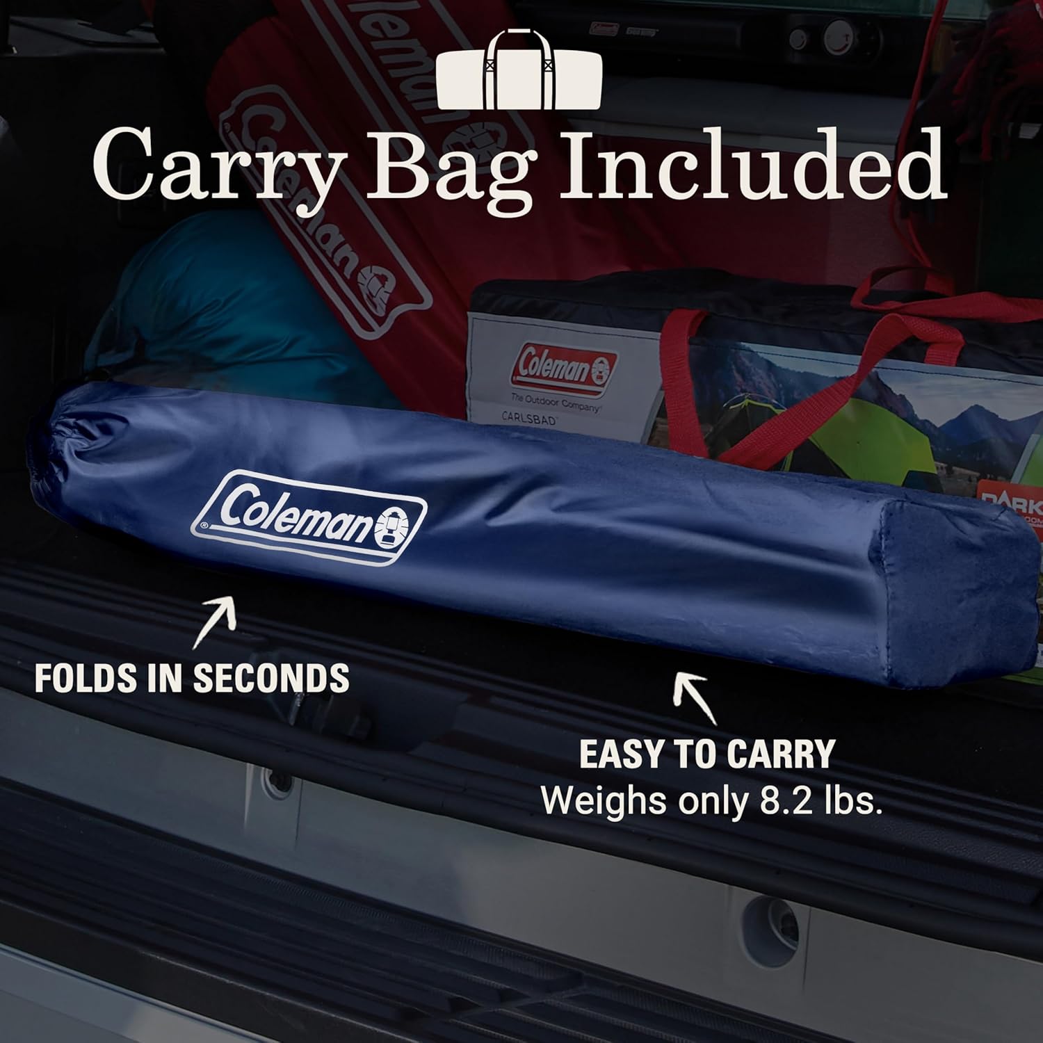 Coleman Portable Camping Chair with 4-Can Cooler, Cushioned Seat & Back with Side Pockets & Cup Holder, Carry Bag Included, Great for Camping, Tailgating, Firepits, Patio, & More