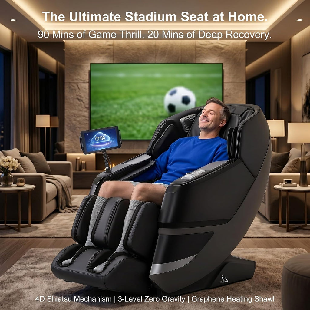 MassaMAX 2026 4D Massage Chair, Full Body Recliner with OTA Cloud Tech, Deep Yoga Stretch, 27 Auto Modes, 55" SL Track, APP & AI Voice Control, Auto Footrest, Zero Gravity, and Heating for Relaxation