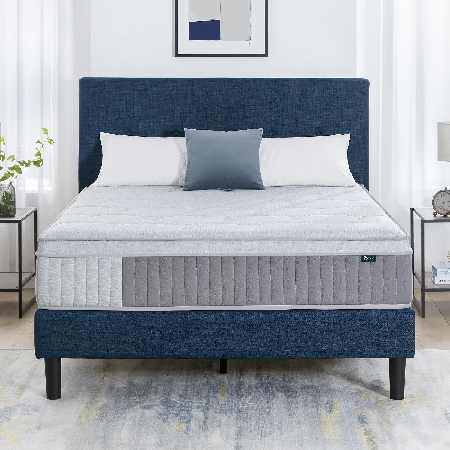 Zinus Cool Support 12 Inch Hybrid Mattress, Cooling Gel Memory Foam, Heavy Duty Individually Wrapped Coils, Soothing Pressure Relief, Medium Firm Feel, CertiPUR-US Certified, Queen