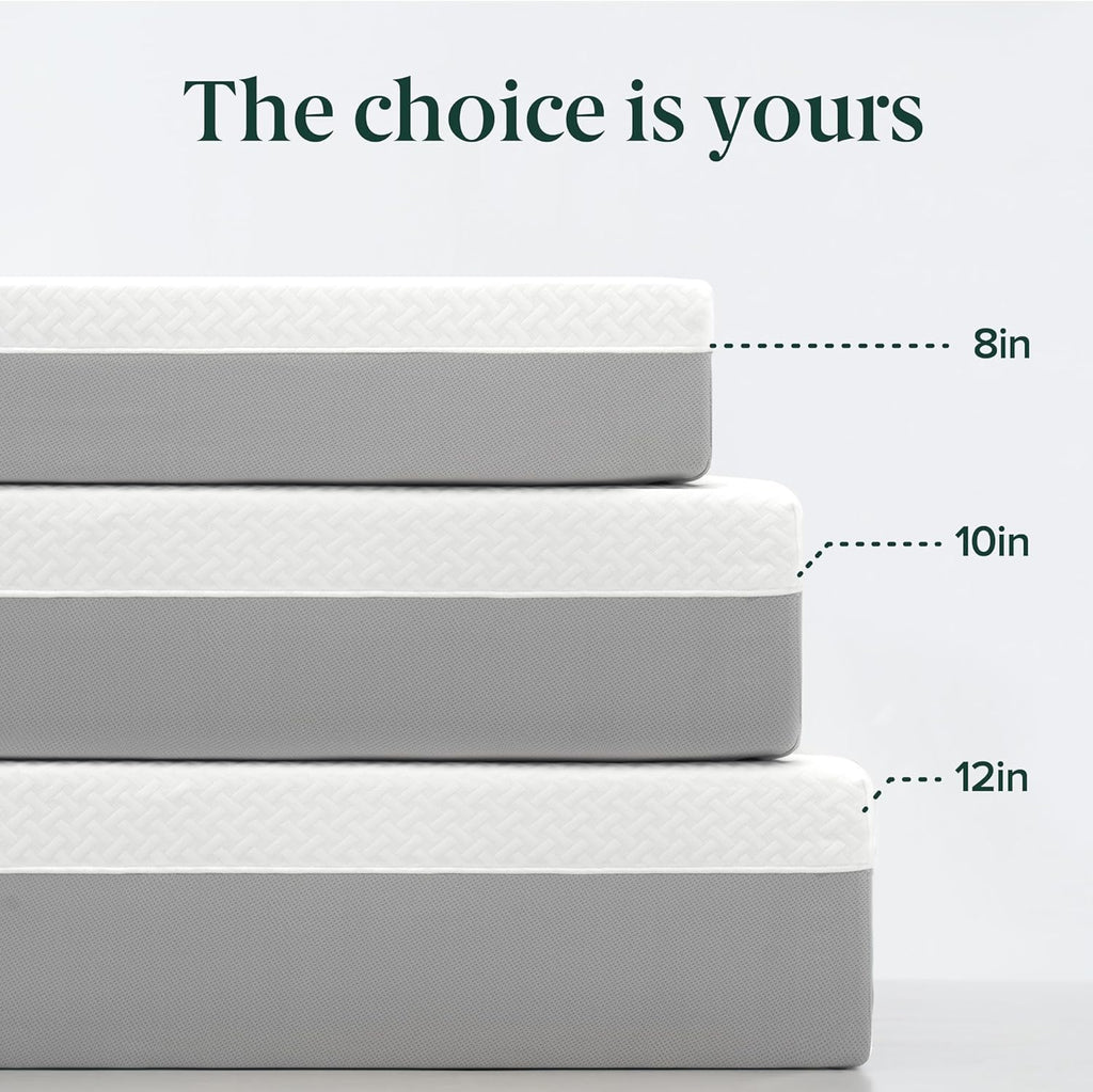 Zinus 10 Inch Green Tea Essential Memory Foam Mattress [New Version], Queen, Fiberglass Free, Medium Feel, Breathable Airflow Memory Foam, Certified Safe Foams & Fabric, Mattress in A Box
