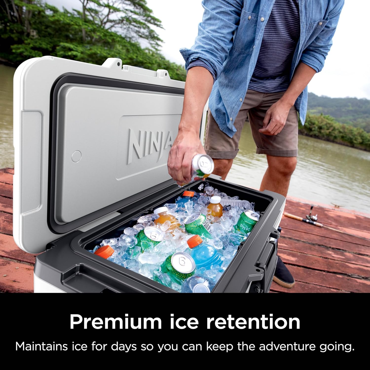 Ninja FrostVault | 65qt Wheeled Cooler with Cold Dry Zone | Integrated Fridge-Temp Dry Storage Drawer | Premium Heavy-Duty Insulated Cooler | Keeps Ice Cold for Days | Spanish Moss | FB265GN1