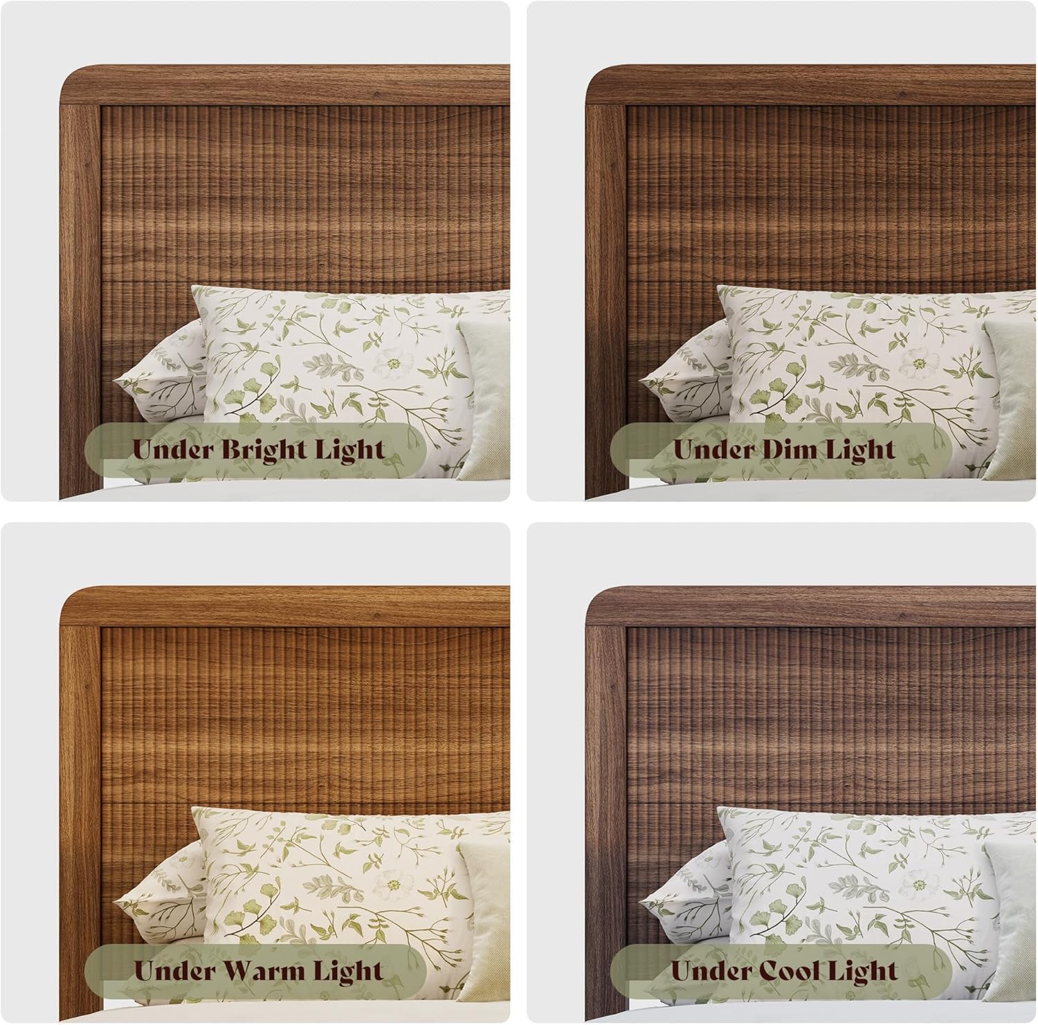 AMERLIFE Wood Queen Size Bed Frame with Headboard & Footboard, Modern Fluted Wooden Platform Bedframe with Rounded Safety Edges, Wood Slat Support, No Box Spring Needed, Easy Assembly, Walnut