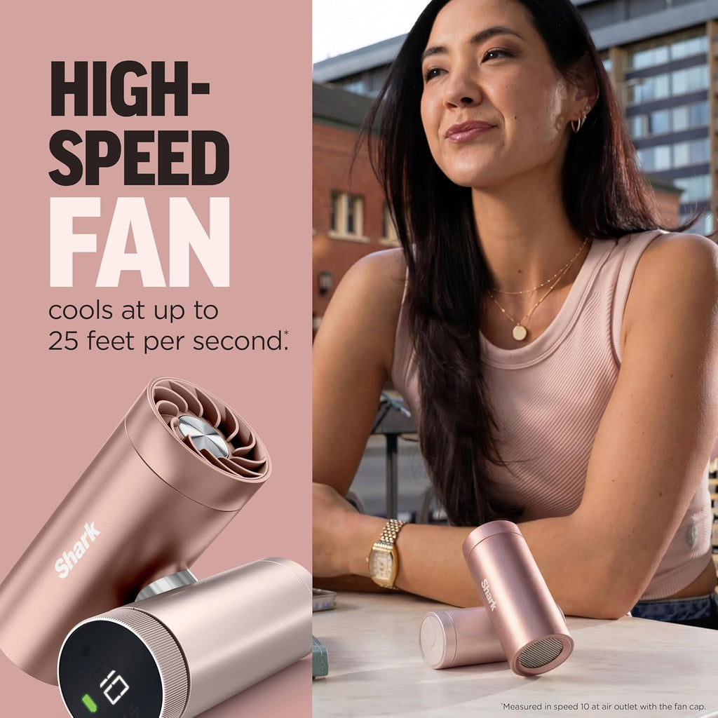 Shark ChillPill: The 2-in-1 Personal Cooling System with Fan, Dry-Touch Mist – Portable, Handheld, Rose Gold (FA023)