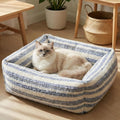 WESTERN HOME WH Dog Beds for Small Dogs & Cat, Washable Cat Bed - High Back Support Pet Sofa with Sides, Soft Small Pet Bed with Anti Slip Bottom, 20inch, Blue