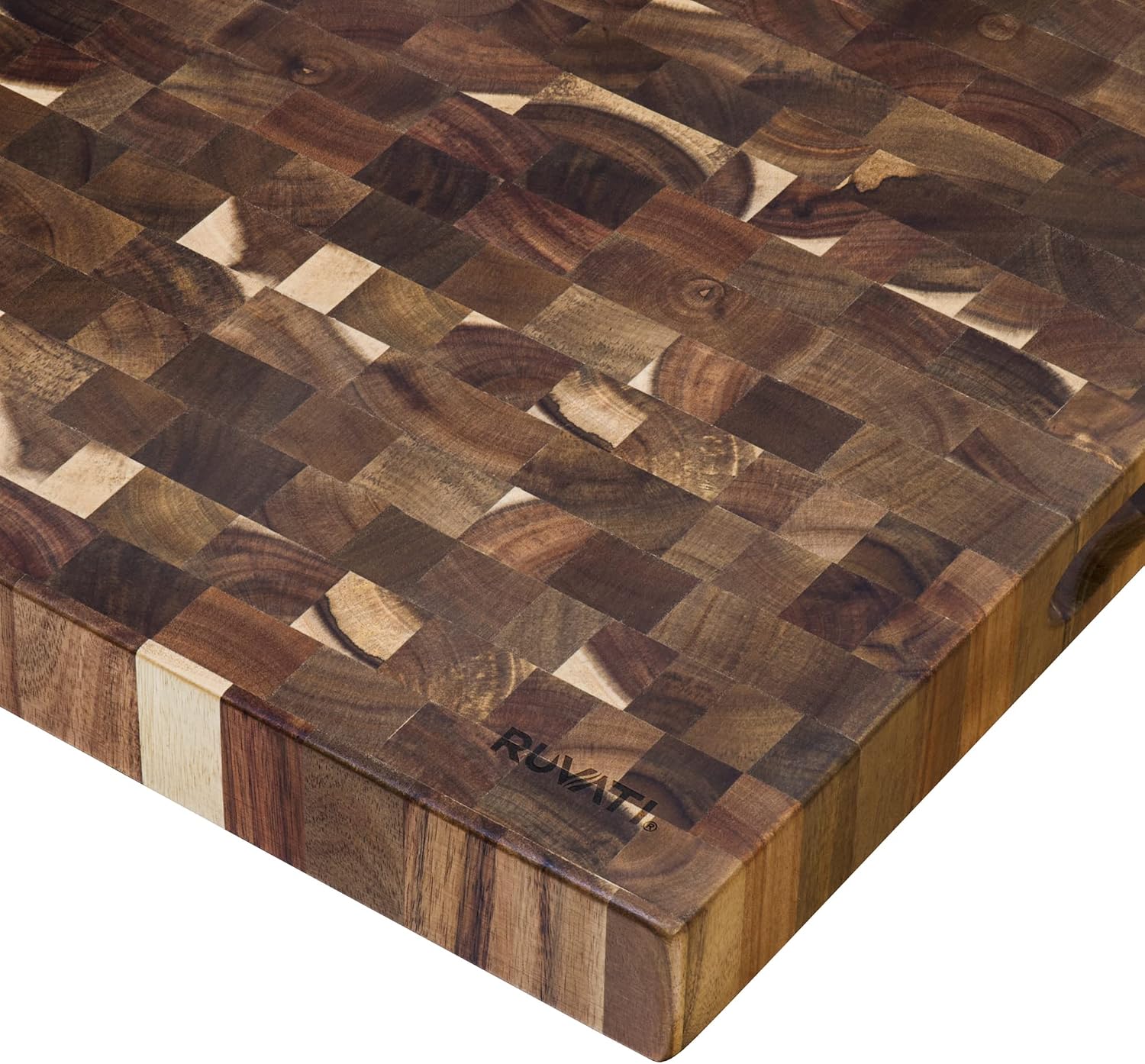 Ruvati 17 x 16 x 2 inch thick End-Grain Acacia Butcher Block Solid Wood Large Cutting Board - RVA2445ACA