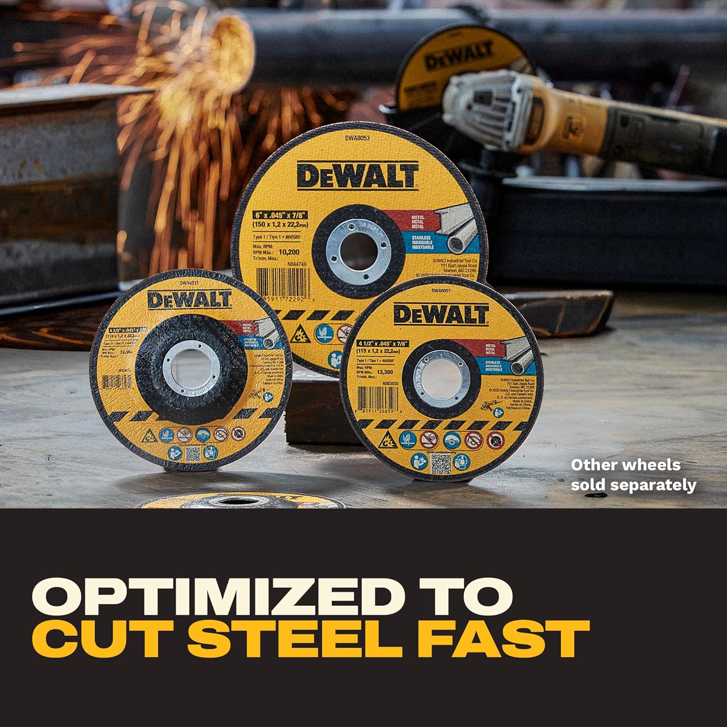 DEWALT 4-1/2 In x .045 in Aluminum Oxide Bonded Abrasive Cut Off Blade with 7/8 in Arbor, 15 Pack General Purpose Cutting Wheels (DWA8051B15)