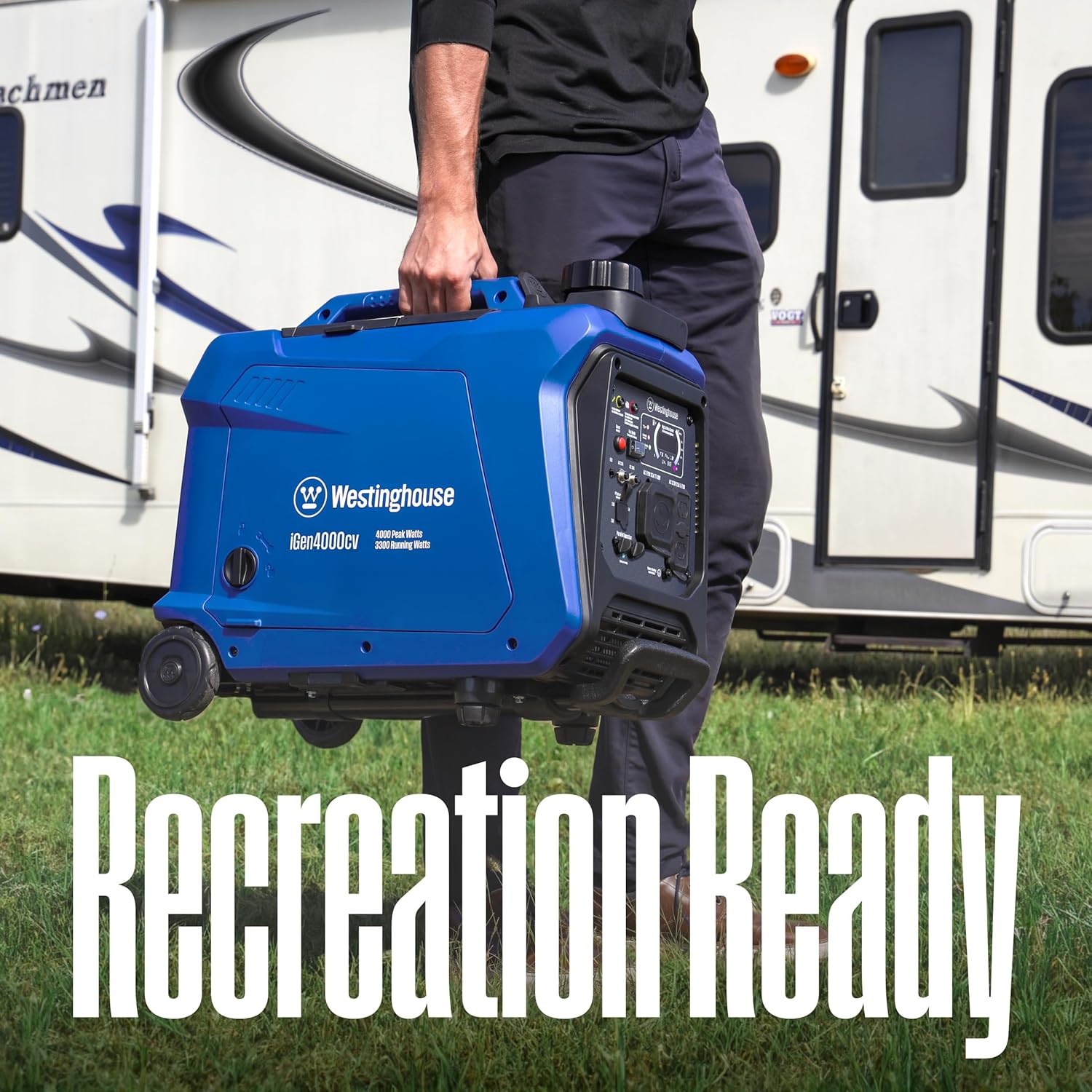 Westinghouse 4000 Peak Watt Super Quiet Portable Inverter Generator, Wheel & Handle Kit, RV Ready 30A Outlet, Gas Powered, CO Sensor, Parallel Capable