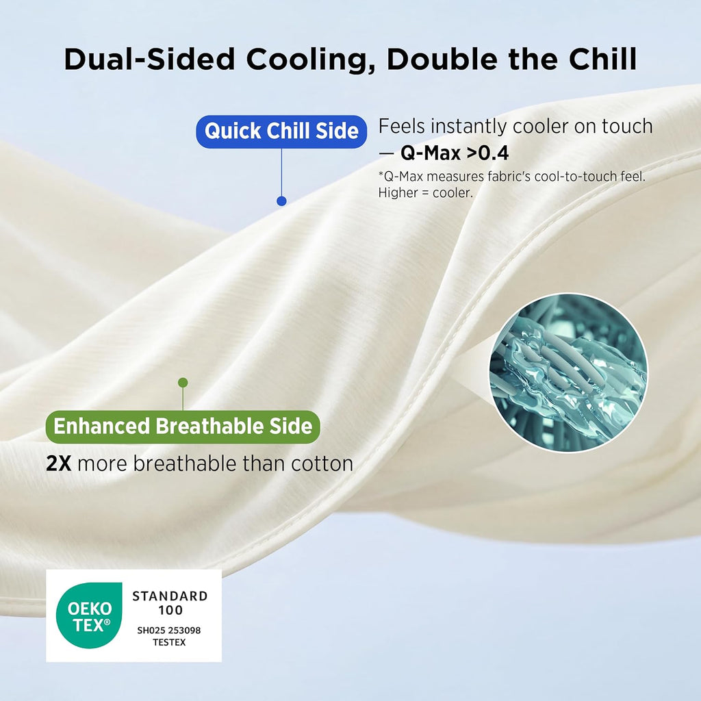 Bedsure Off White Cooling Blanket for Hot Sleepers - Summer Cold Throw Blanket for Bed, Arc-Chill Lightweight Summer Bedding, Cool Thin Ice Cold Cooled Throws with Rayon Derived from Bamboo, 50x70