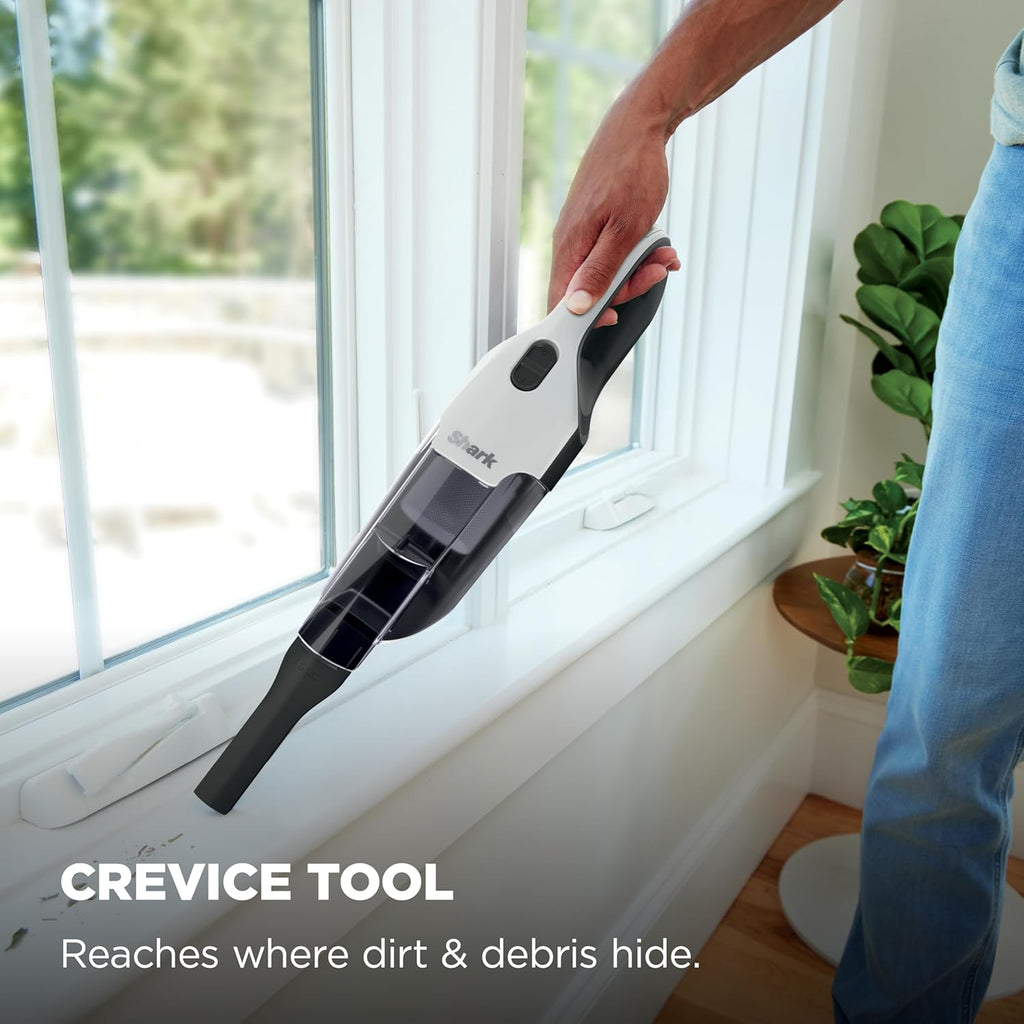 Shark Cyclone PET Handheld Vacuum with, HyperVelocity Suction, Powerful Pet Hair Pickup, Lightweight, XL Dust Cup, Including Upholstery Tool, 8" Crevice Tool, Scrubbing Brush, Pearl White, AA701
