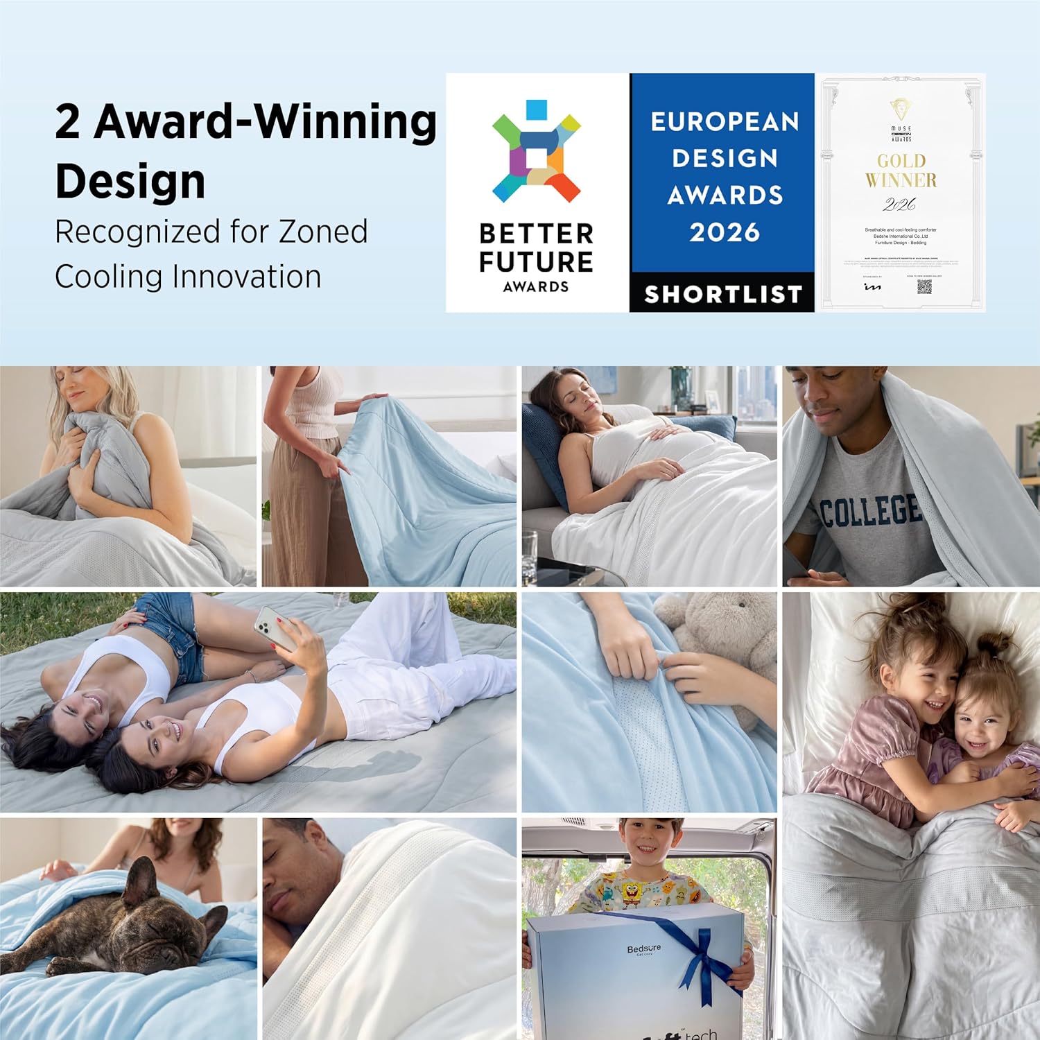 Bedsure CoolOxy Cooling Comforter King Size - 4X Breathable & Q-Max>0.45 Summer Comforter, Cooling Blankets for Hot Sleepers, Bedding for Night Sweats, Lightweight Duvet, Grey, 102x90 Inches