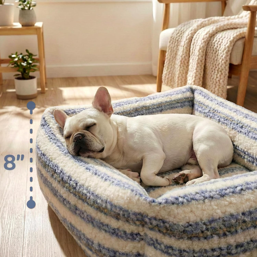 WESTERN HOME WH Dog Bed Medium Size Dogs - Washable Medium Dog Bed, High Back Support Pet Sofa with Sides, Soft Pet Beds with Anti Slip Bottom, 30inch, Blue