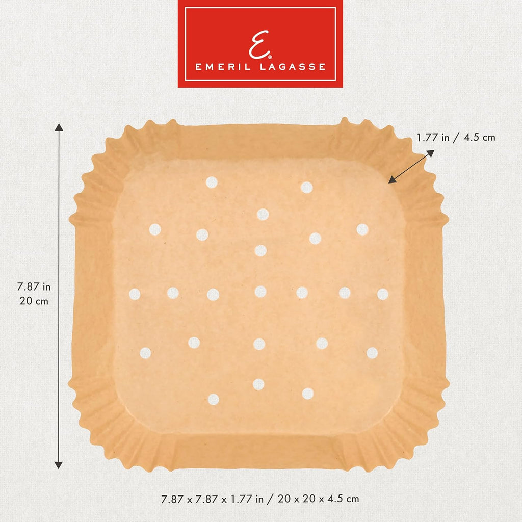 Emeril Lagasse Air Fryer Liners Disposable, Perforated Parchment Paper Air Fryer Liners for Emeril Lagasse Air Fryer Oven & French Door Air Fryer Oven – Square 7.87 Inch – 100 Count