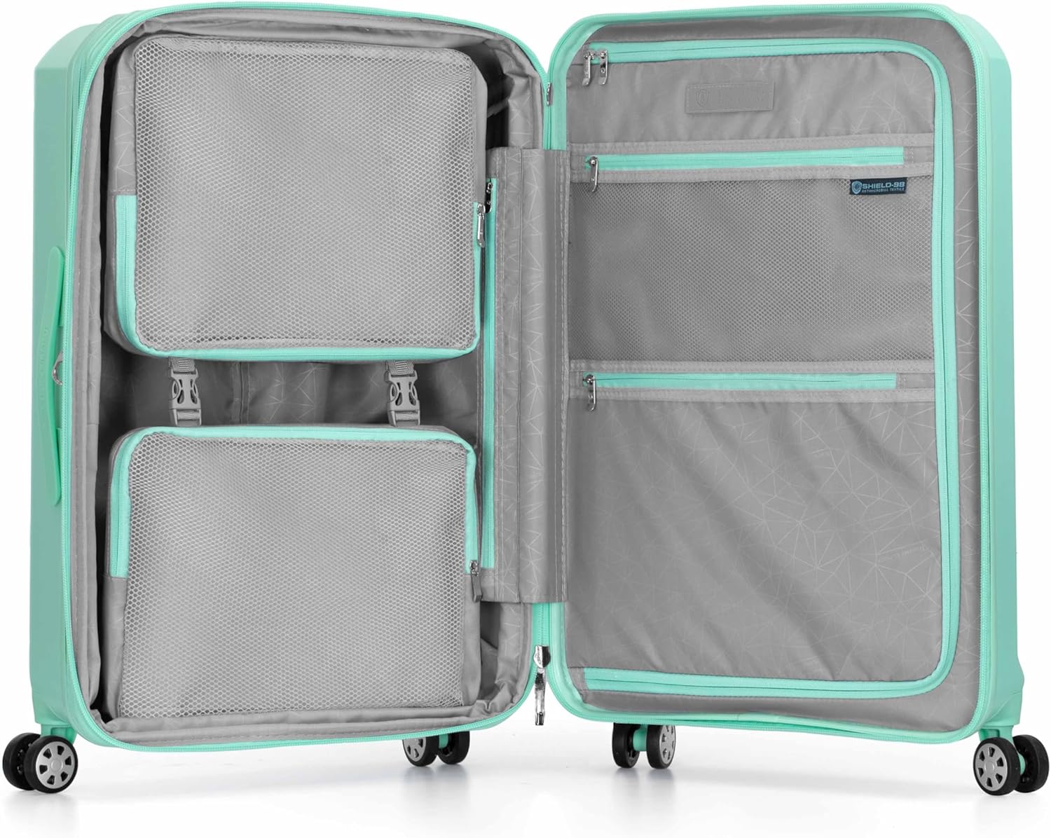Traveler's Choice Pagosa Hardshell Expandable Luggage with Spinner Wheels, Mint, 2-Piece Set (22/27)