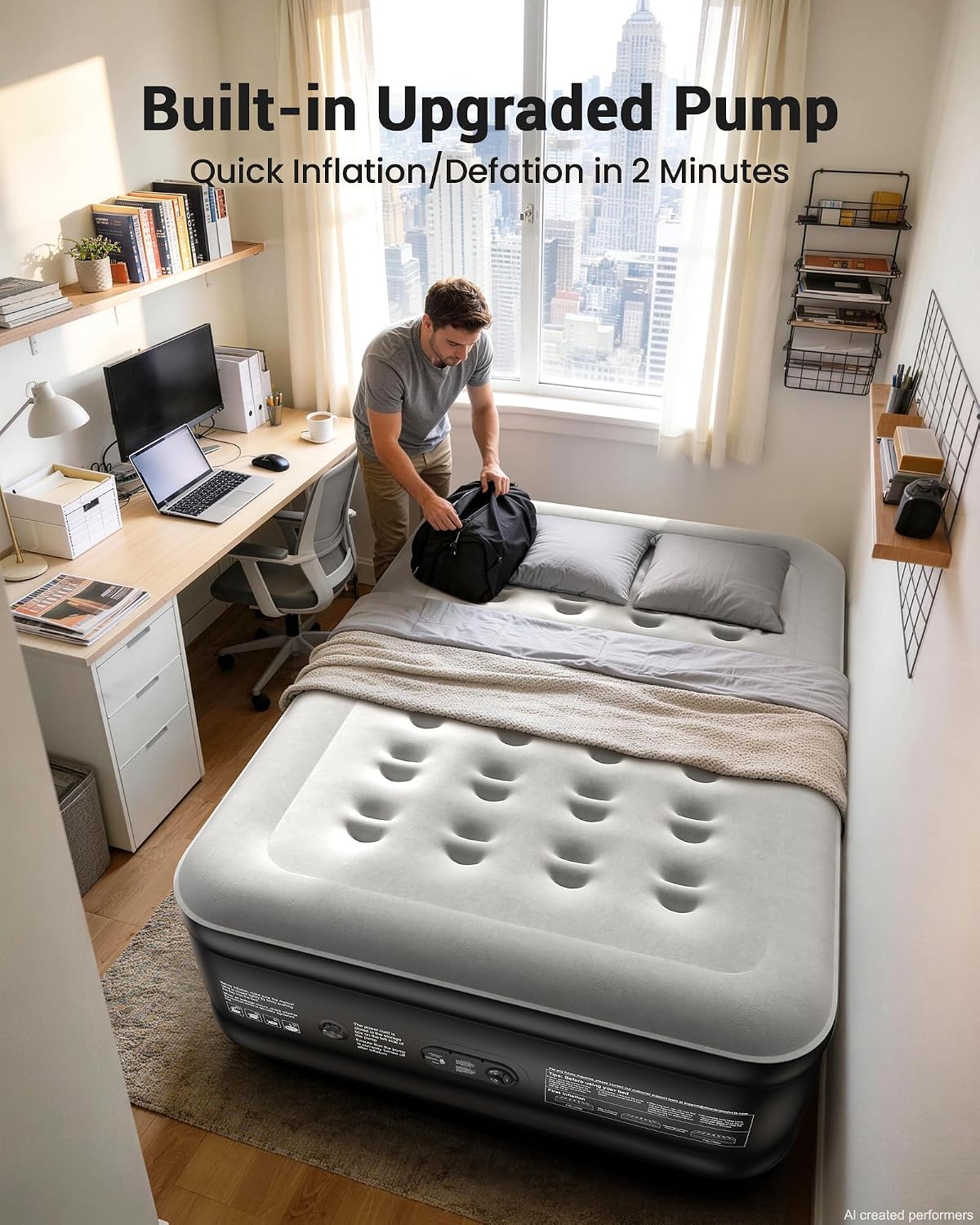 OhGeni Air Mattress Full with Built in Pump, 20" Raised Inflatable Blow up Mattress, Family Choice Award Winner, Portable Foldable Bed with Upgraded Surface for Home & Camping, 600 lbs