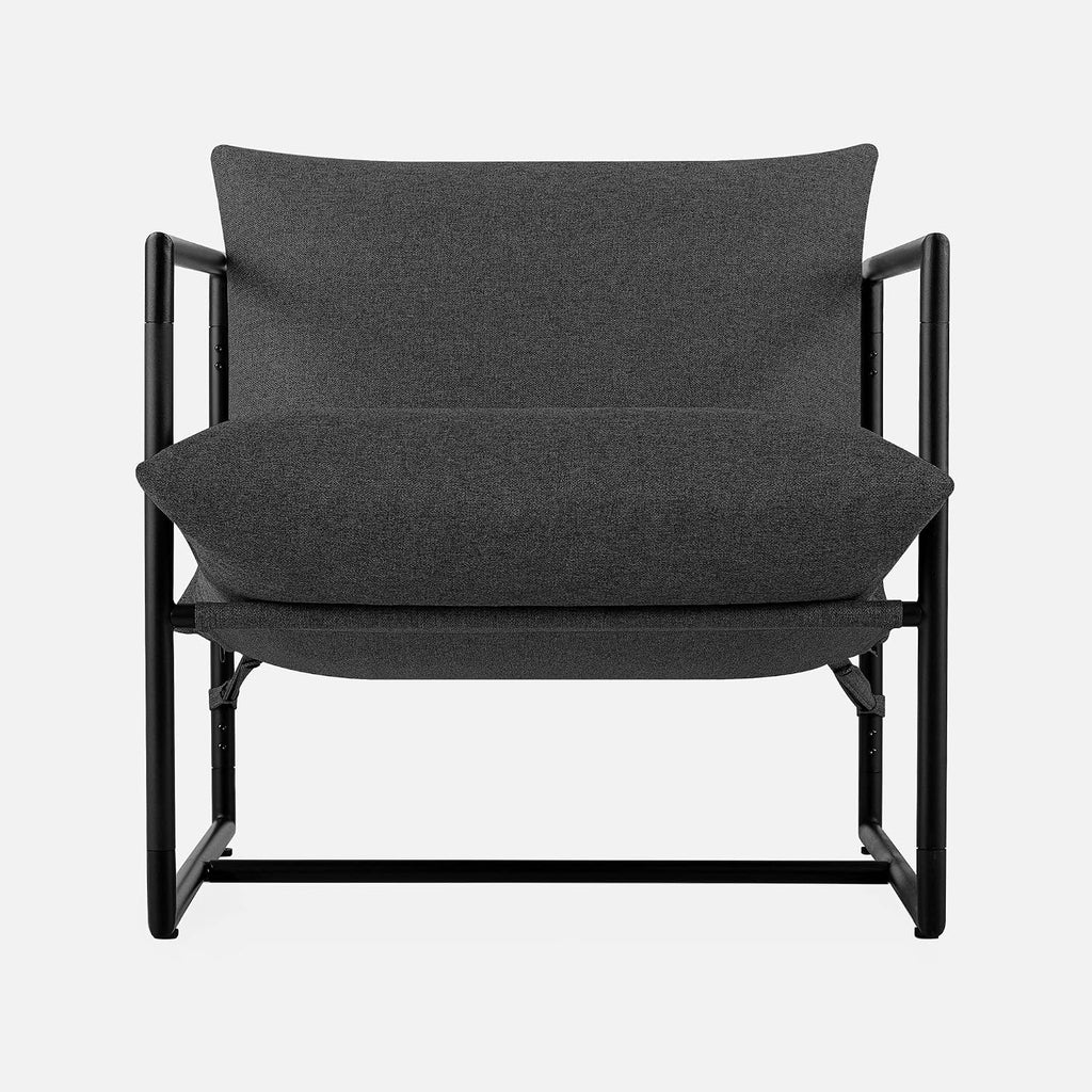 Zinus Aidan Sling Accent Chair, Metal Framed Armchair with Shredded Foam Cushioning, Dark Grey
