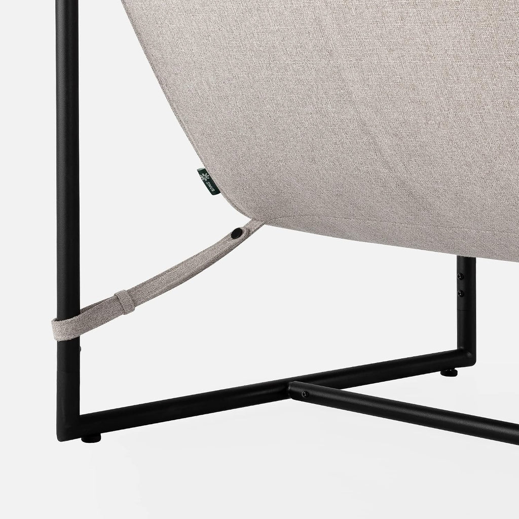 Zinus Aidan Sling Accent Chair, Metal Framed Armchair with Shredded Foam Cushioning, Oatmeal