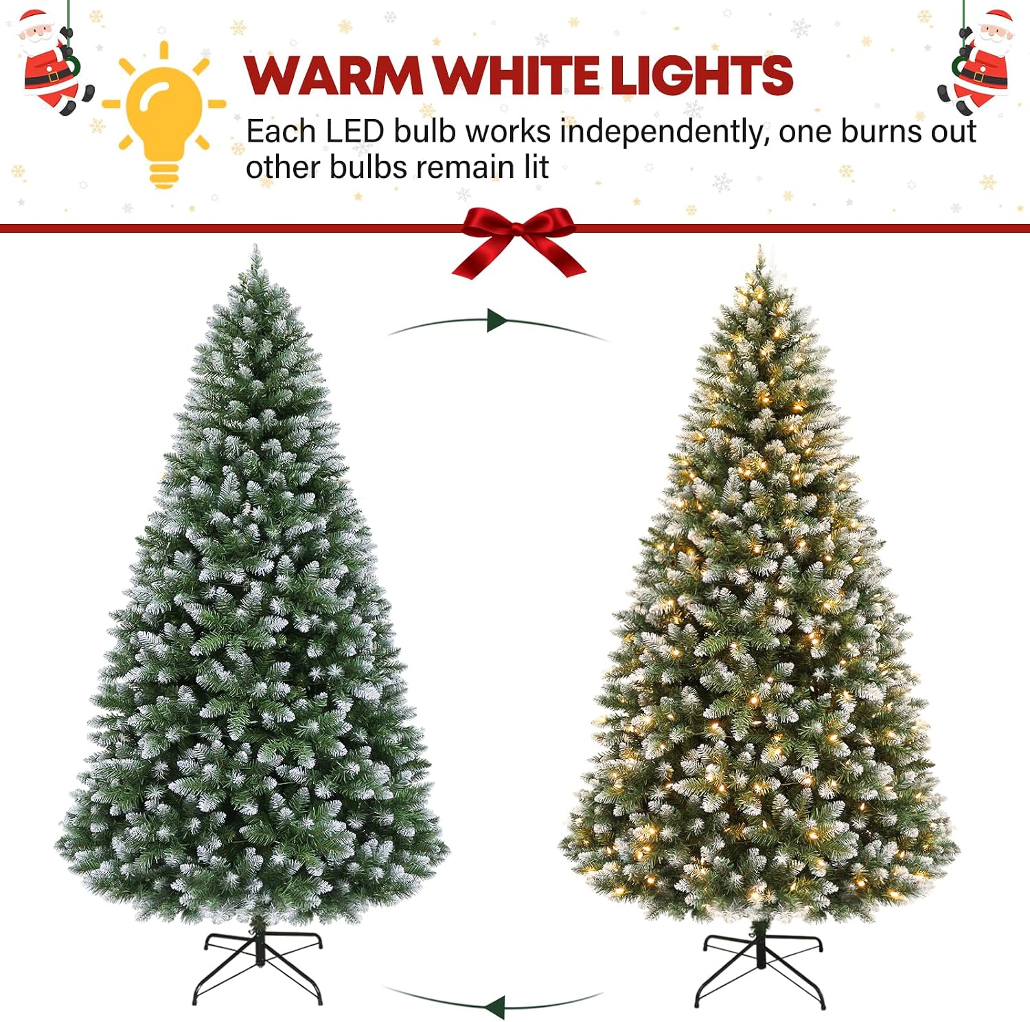7.5 ft Lighted Artificial Christmas Tree, 350 Warm White Lights, 1446 PVC Branch Tips, Premium Stand, Easy Assembly for Indoor Holiday Decorating
