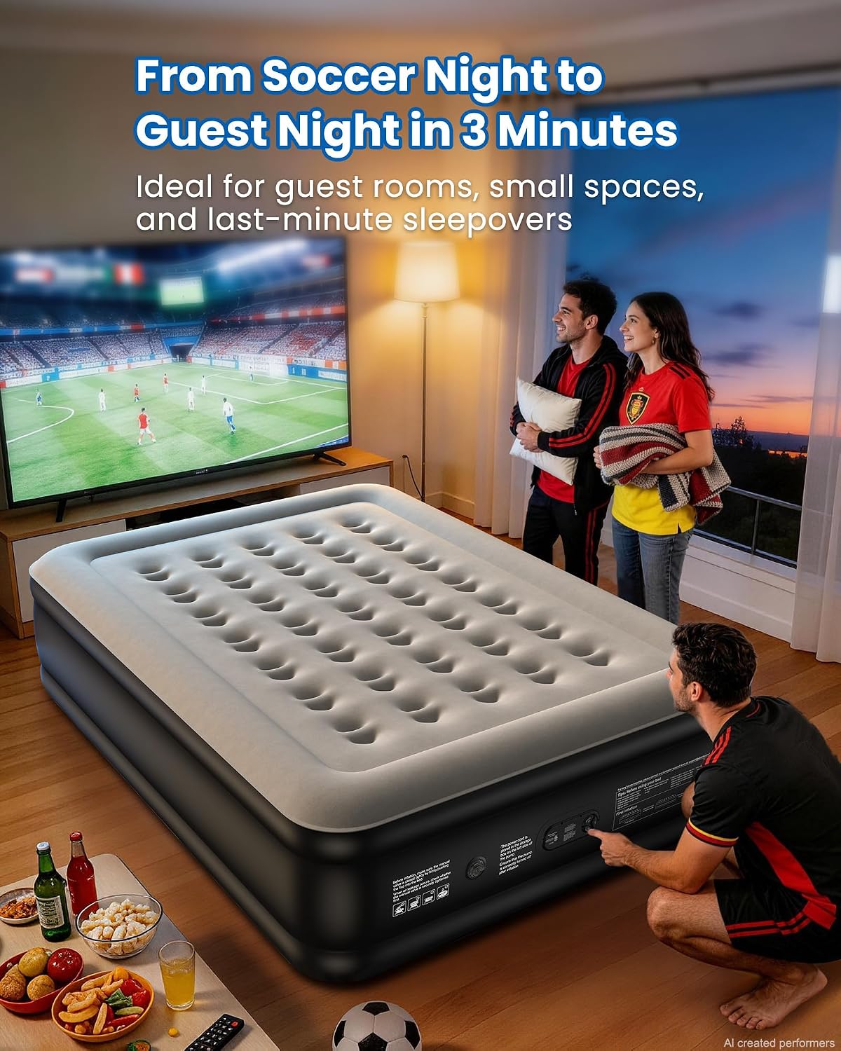 OhGeni 20" Queen Air Mattress (1-Pack) with Built in Pump, Inflatable Blow Up Bed, Upgraded Air Column Support for Enhanced Stability, Raised Height for Easy Entry & Exit, 650 lbs Capacity