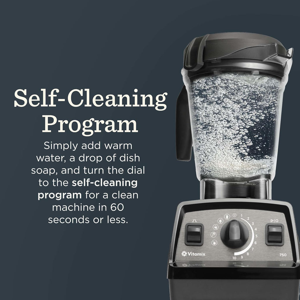 Vitamix Propel Series 750 Professional-Grade Blender with Four Blending Programs for Smoothies, Soups and More, Self-Cleaning, Stainless-Steel Blades, 64 Oz Container, Black