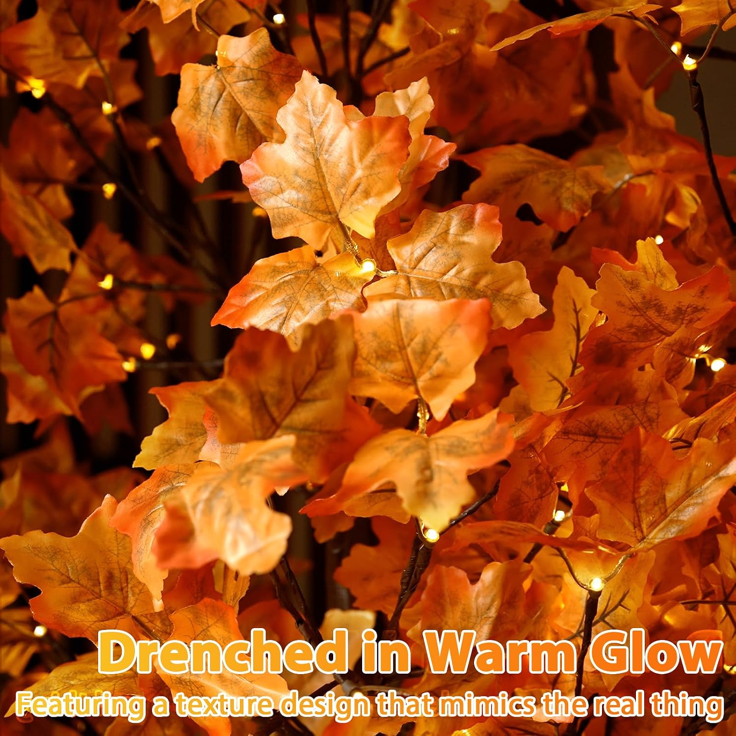 VIVATREES 2 Pack 6FT Artificial Lighted Maple Tree, Light Up Fall Tree with 240 LED Warm White Lights for Indoor Outdoor Autumn Halloween Thanksgiving Decor