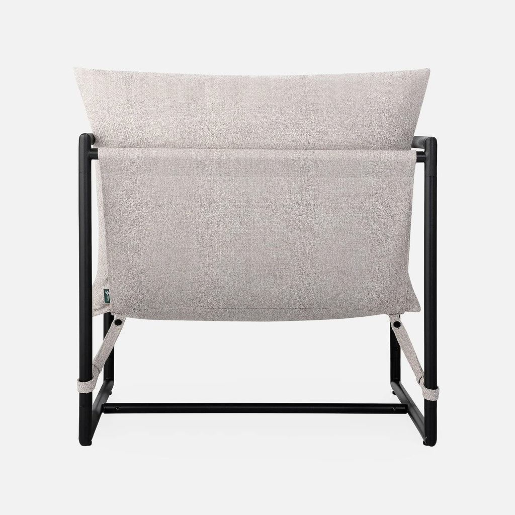 Zinus Aidan Sling Accent Chair, Metal Framed Armchair with Shredded Foam Cushioning, Oatmeal