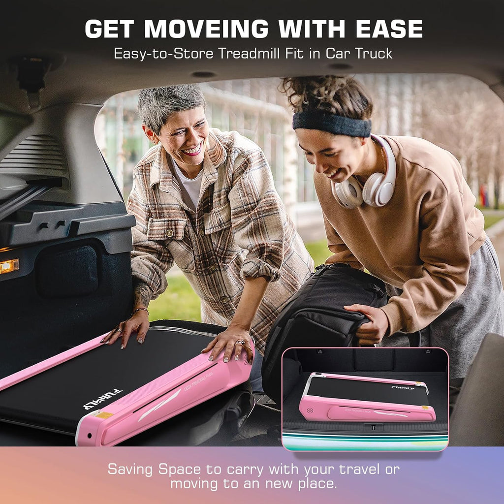FUNMILY Smallest Walking Pad with 5% Incline, 2 in 1 Under Desk Treadmill for Home Office, 2.5 HP Mini Compact Walking Treadmill, Installation-Free/300lbs Weight Capacity/Unique Lighting Design