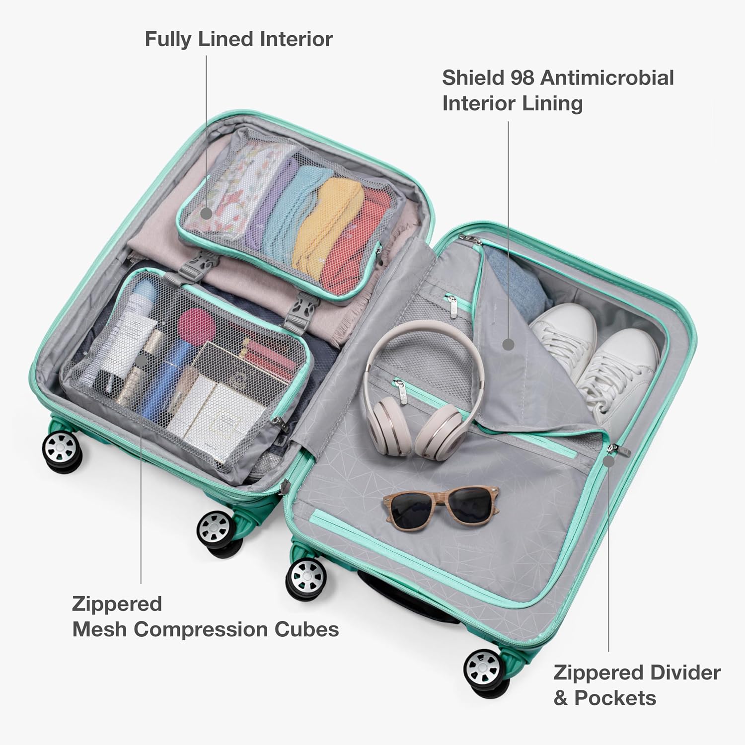 Traveler's Choice Pagosa Hardshell Expandable Luggage with Spinner Wheels, Mint, 27-Inch Medium
