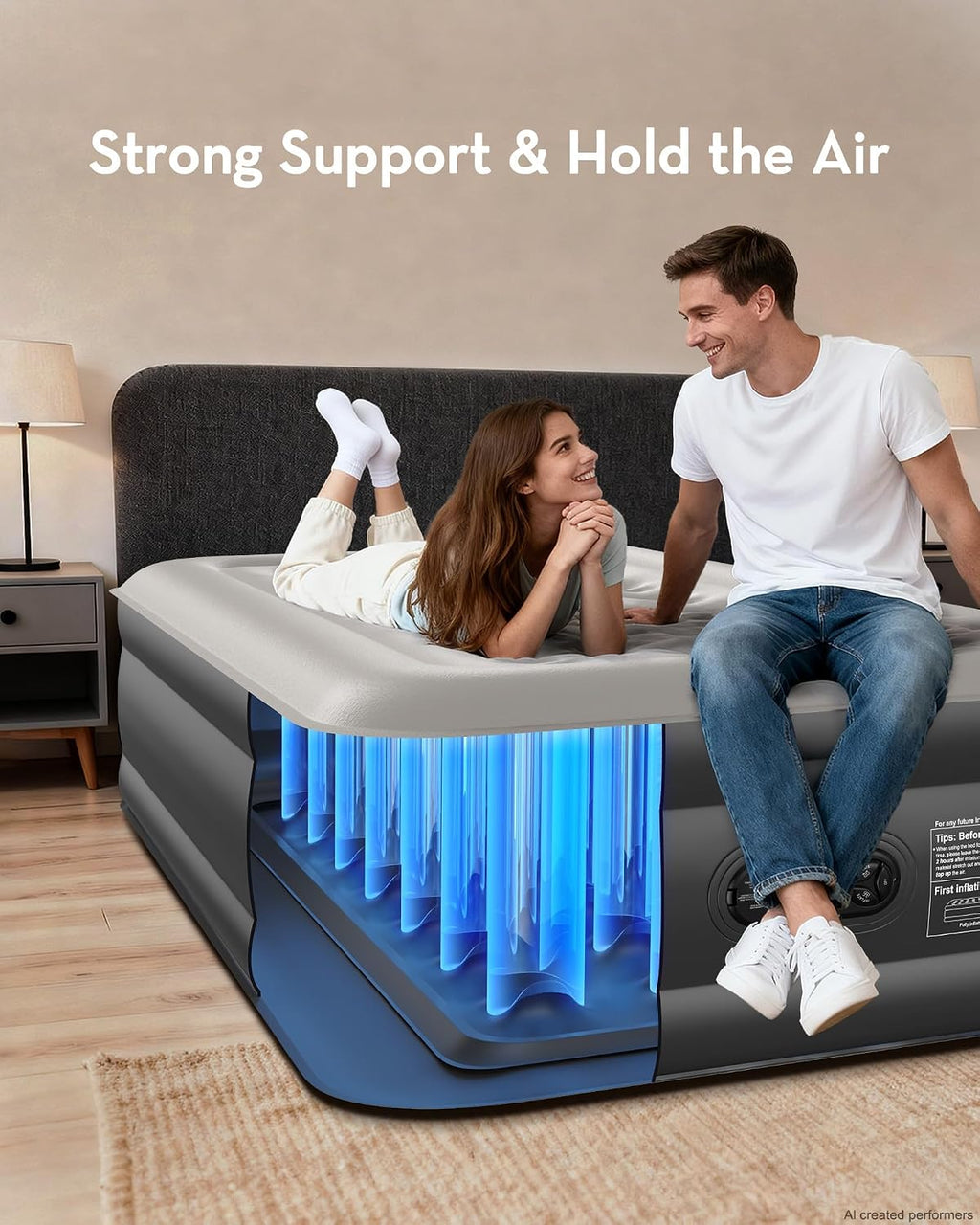 OhGeni Twin Air Mattress with Built in Pump, 18" Raised Blow up Mattresses, Upgraded Surface Portable Bed for Home, Camping, Colchone Inflable, Ideal Sleep Solution for Guests