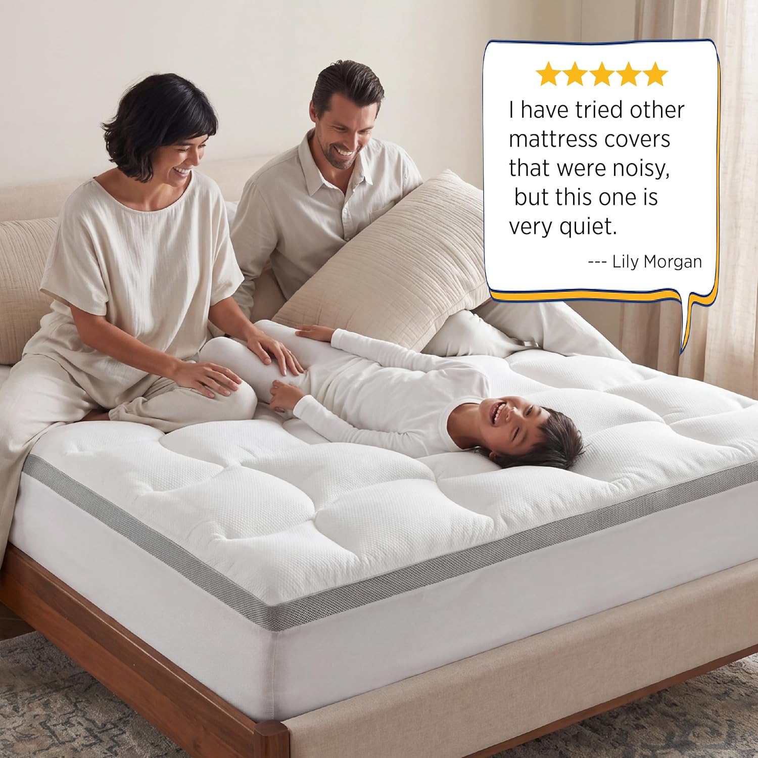 Bedsure Pillow Top Mattress Topper Queen-Waterproof Mattress Protector with 8-21 Inches Deep Pocket, 800 GSM Extra Thick Mattress Topper Queen Size Bed, Soft Cover Bed Topper for Home, Hotel - White