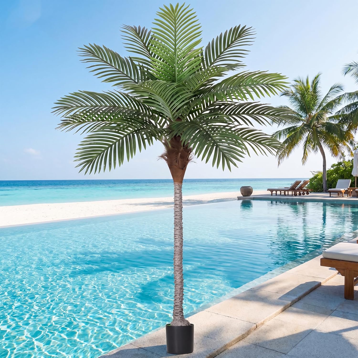 VIVATREES 7FT Artificial Palm Tree 2 Pack, Golden Cane Faux Palm for Indoor Outdoor Use, Fake Palm Tree for Home Office Living Room Patio Yard Decor