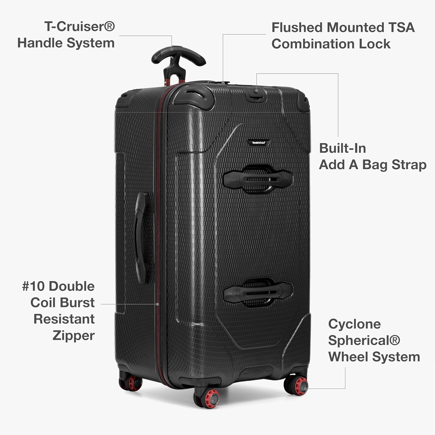 Traveler's Choice Maxporter II Polycarbonate Hardside Trunk with Spinner Wheels, Black, 31-Inch Large Trunk | Luggage
