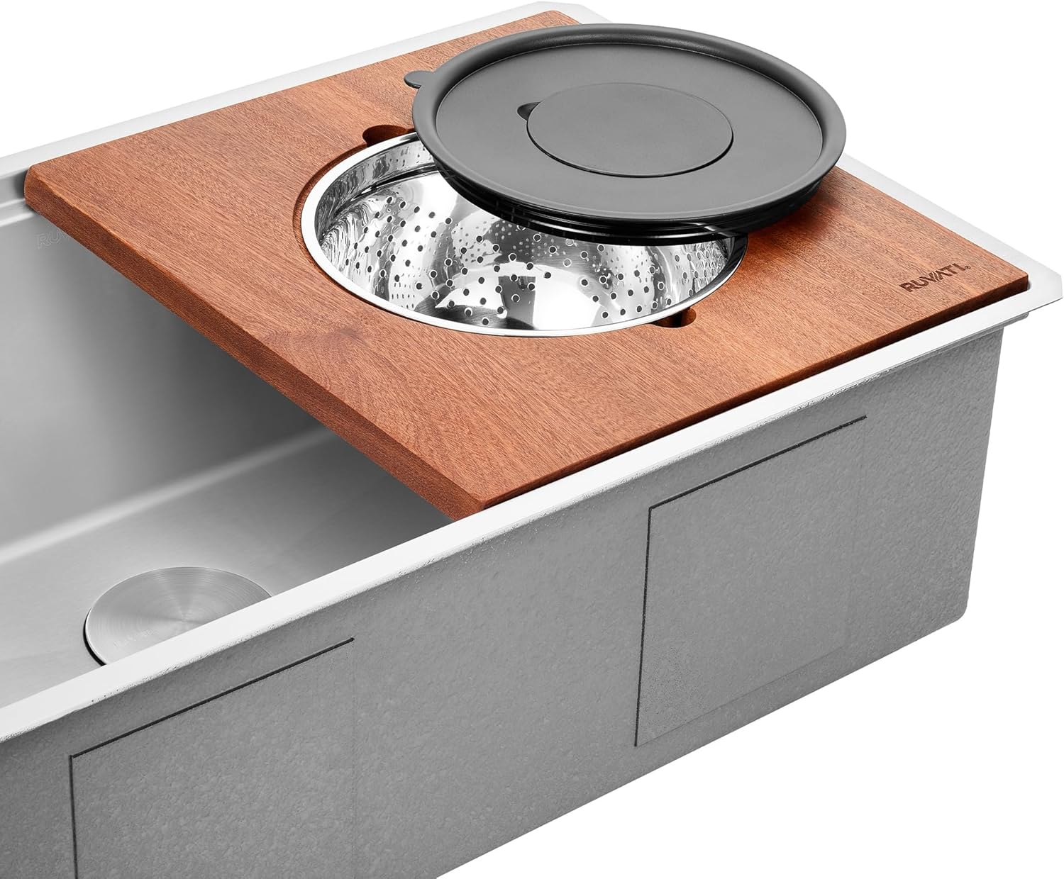 Ruvati Wood Platform with Mixing Bowl and Colander (complete set) for Workstation Sinks - RVA1288
